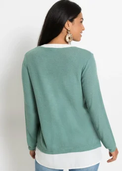 Jersey de punto fino con inserto de blusa