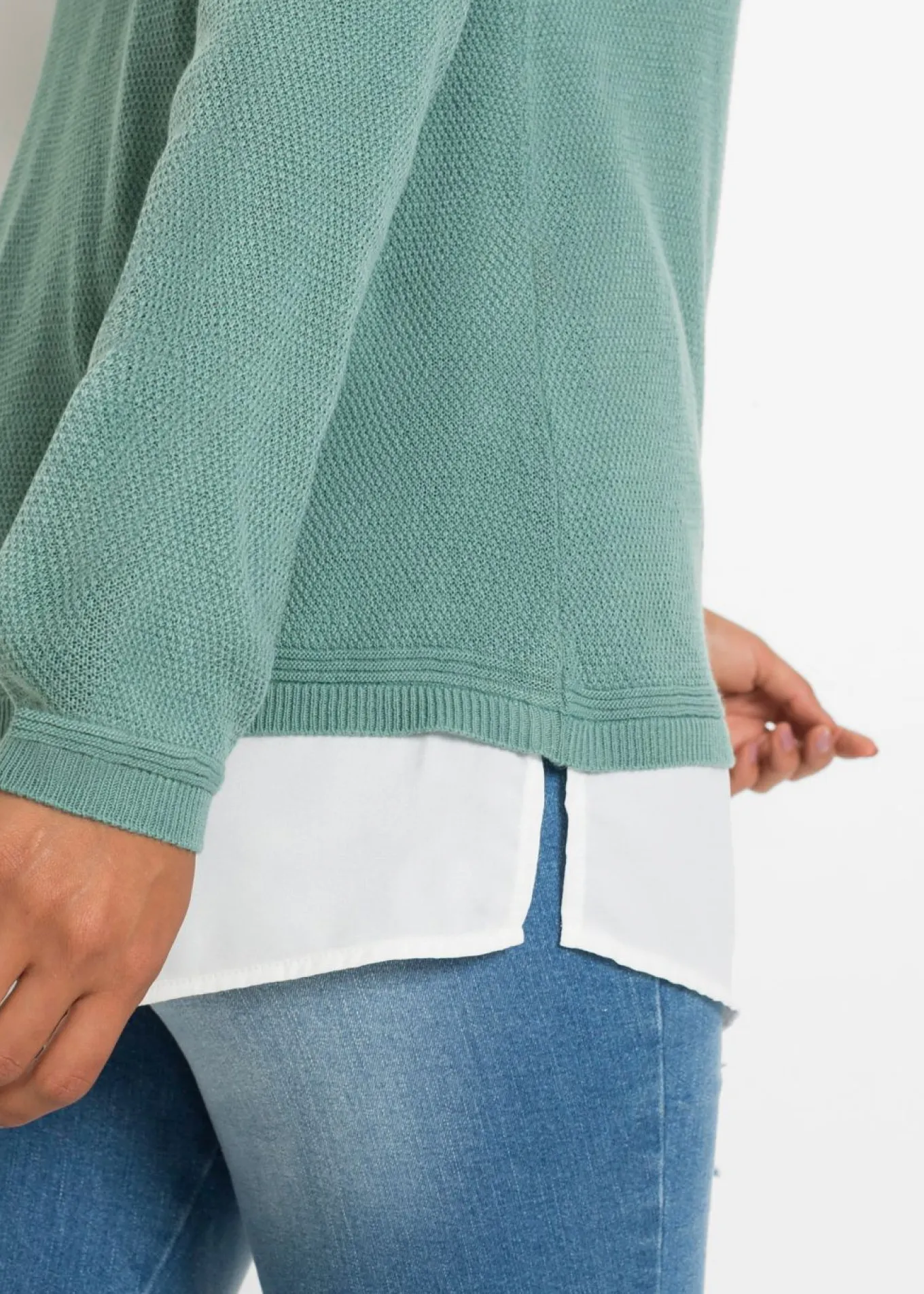 Jersey de punto fino con inserto de blusa