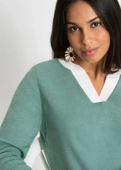 Jersey de punto fino con inserto de blusa