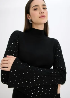 Jersey de punto fino con mangas acampanadas decoradas