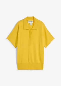 Jersey de punto fino con contenido de seda y cuello tipo polo