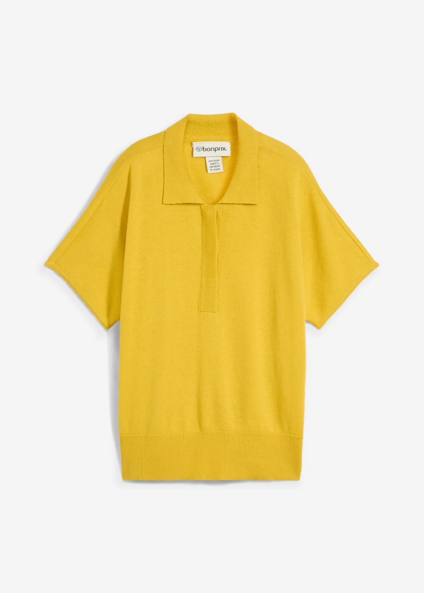 Jersey de punto fino con contenido de seda y cuello tipo polo