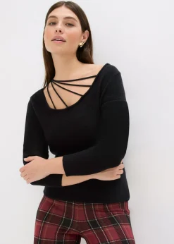 Jersey de punto fino con escote profundo
