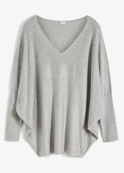 Jersey de punto fino con aplicación de piedras brillantes