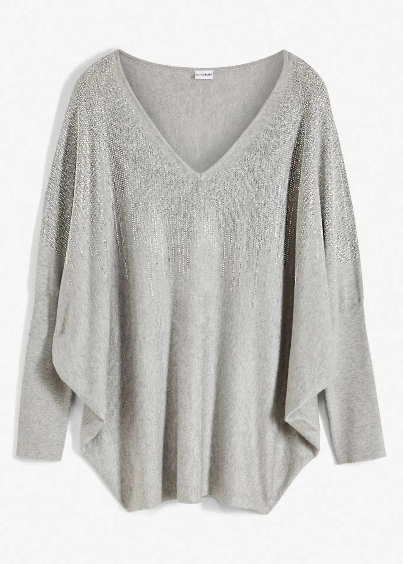 Jersey de punto fino con aplicación de piedras brillantes