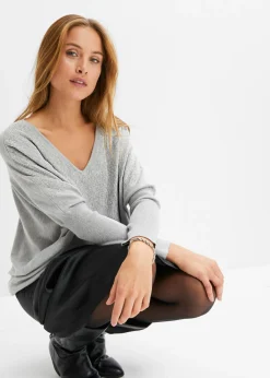 Jersey de punto fino con aplicación de piedras brillantes