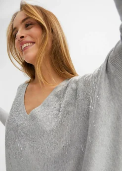 Jersey de punto fino con aplicación de piedras brillantes