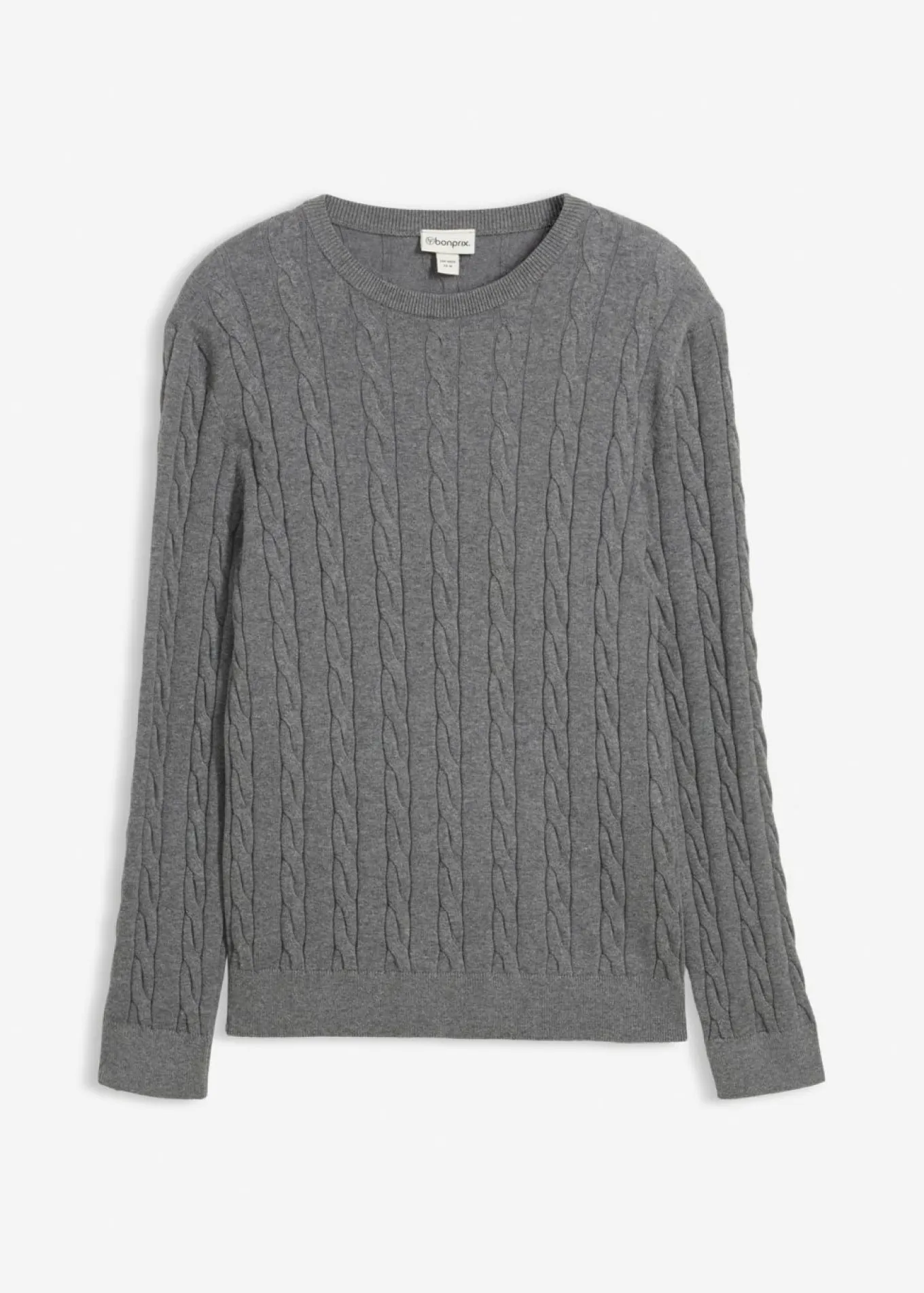 Jersey de punto fino con patrón trenzado de suave mezcla de algodón, slim fit