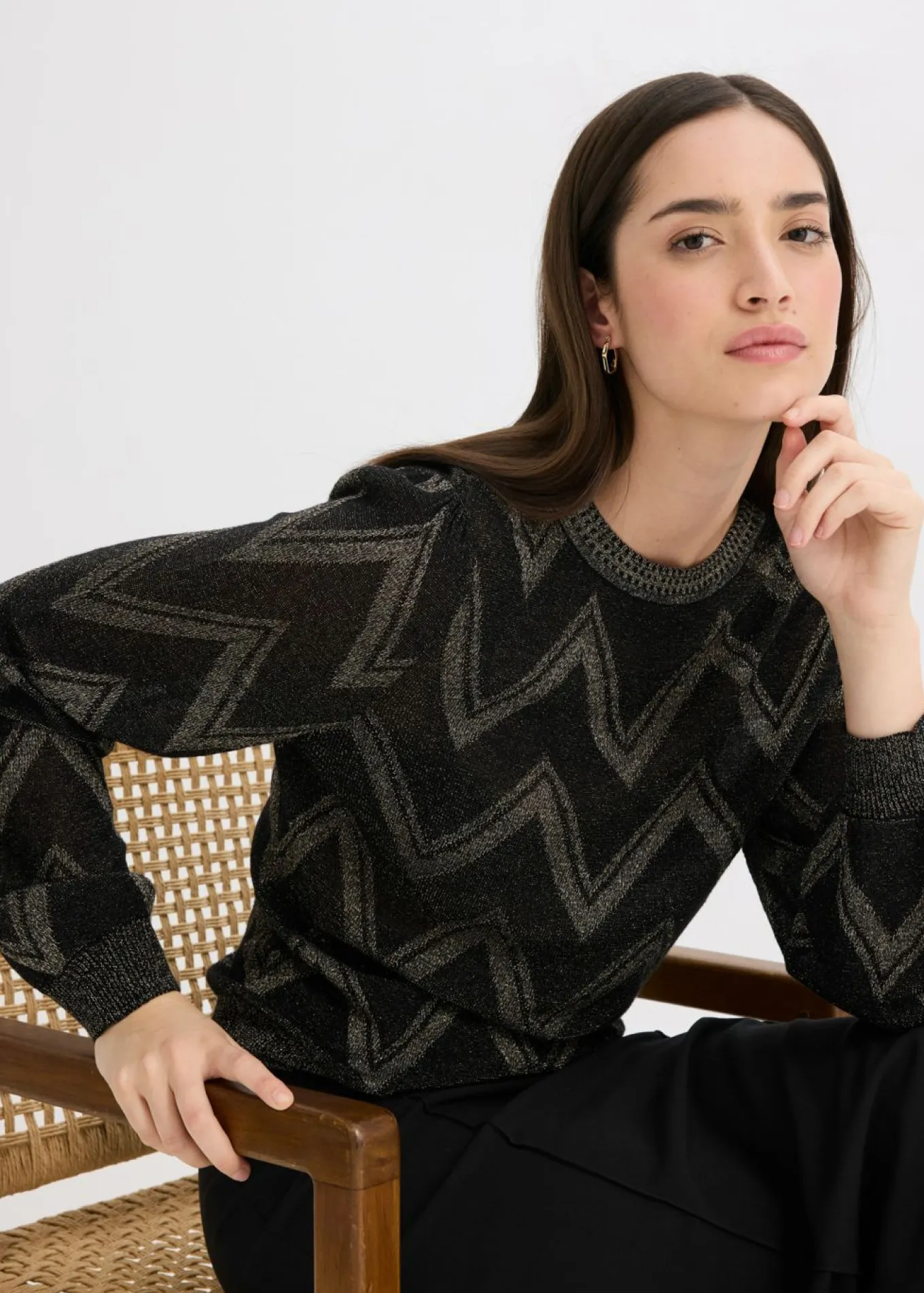 Jersey de punto fino con efecto brillante