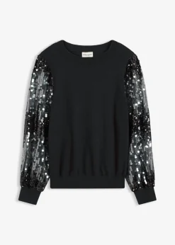 Jersey de punto fino con mangas de lentejuelas