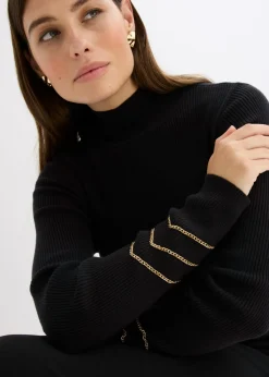 Jersey de punto fino con cadenas doradas