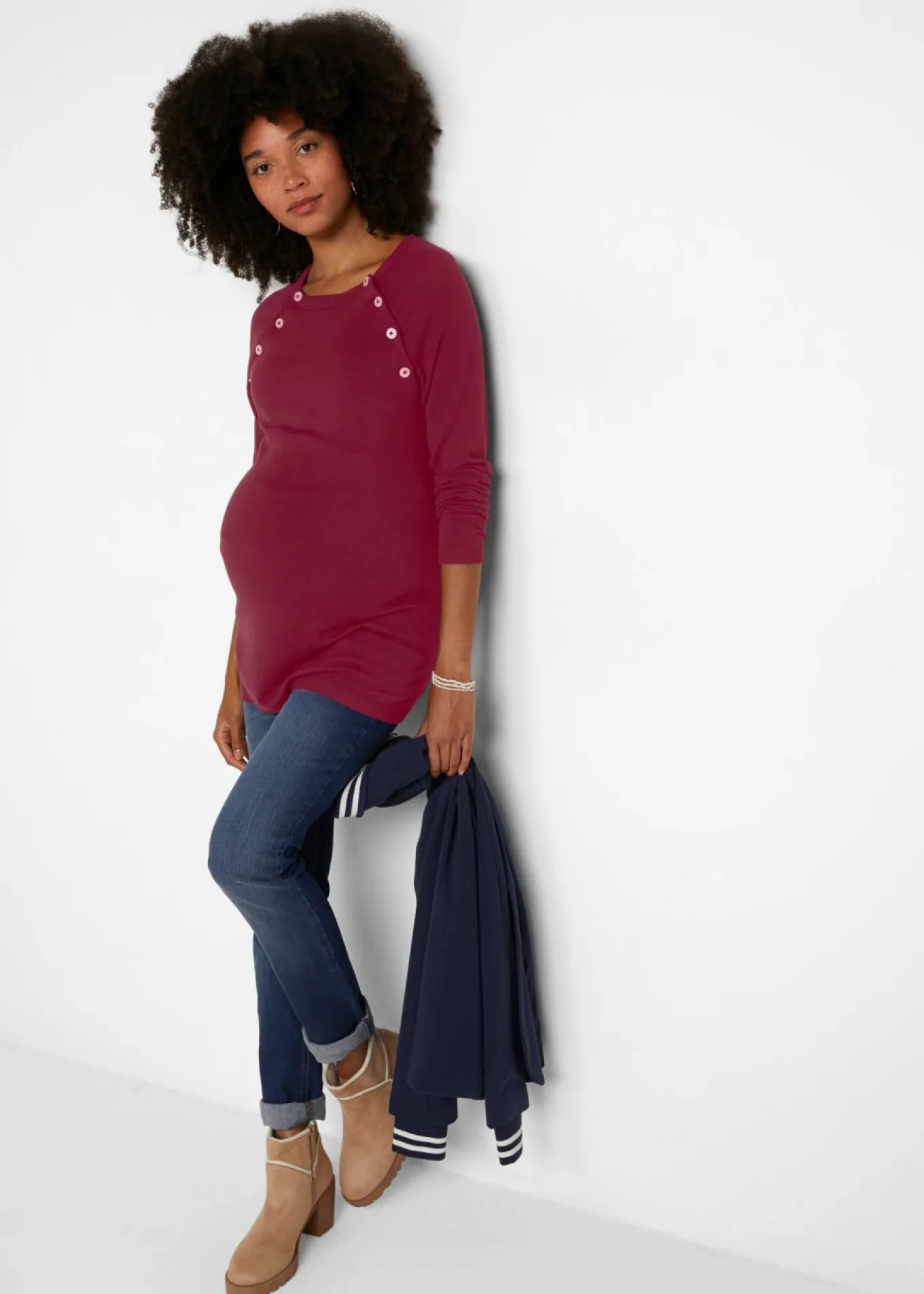 Jersey de punto fino para premamá y lactancia 2 en 1
