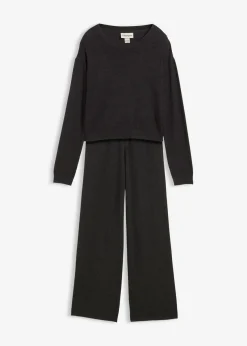 Jersey de punto fino y pantalón de punto de suave mezcla de viscosa (2 piezas)