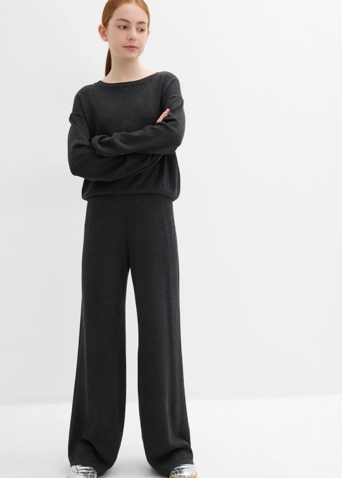 Jersey de punto fino y pantalón de punto de suave mezcla de viscosa (2 piezas)