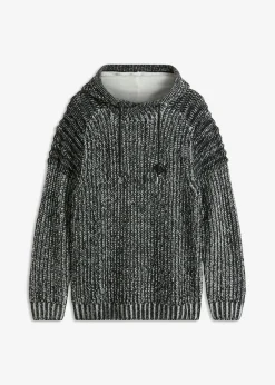 Jersey de punto grueso con capucha y detalles moteros