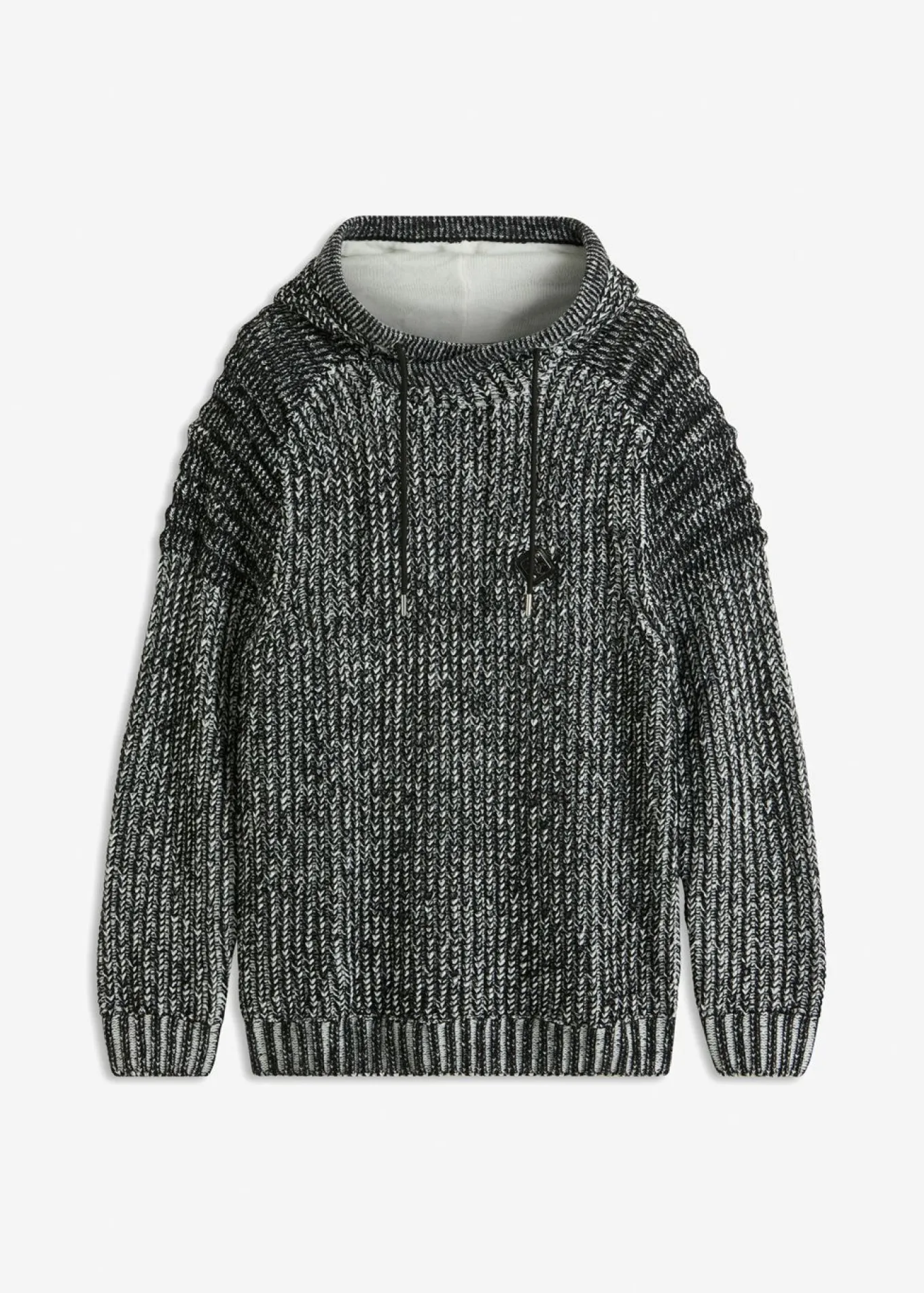 Jersey de punto grueso con capucha y detalles moteros