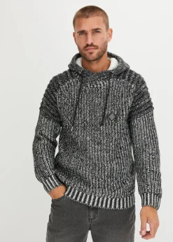 Jersey de punto grueso con capucha y detalles moteros
