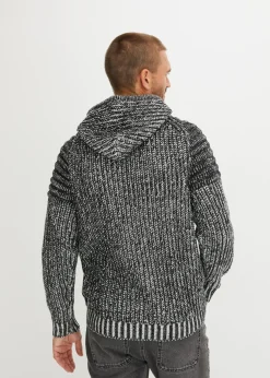 Jersey de punto grueso con capucha y detalles moteros
