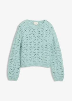 Jersey de punto grueso con bordado calado