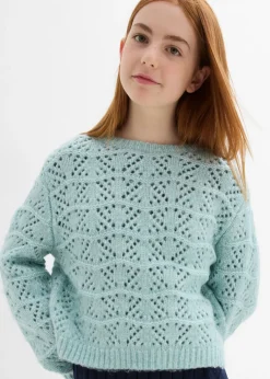 Jersey de punto grueso con bordado calado