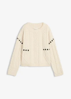 Jersey de punto grueso con patrón trenzado
