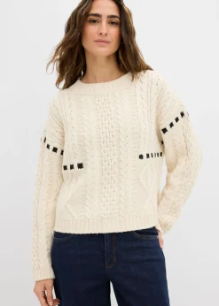 Jersey de punto grueso con patrón trenzado