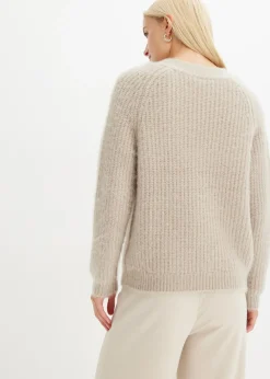 Jersey de punto grueso de canalé con efecto brillante
