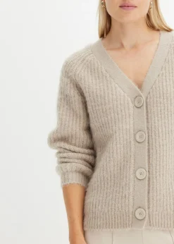 Jersey de punto grueso de canalé con efecto brillante