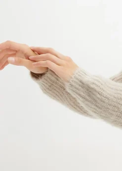 Jersey de punto grueso de canalé con efecto brillante