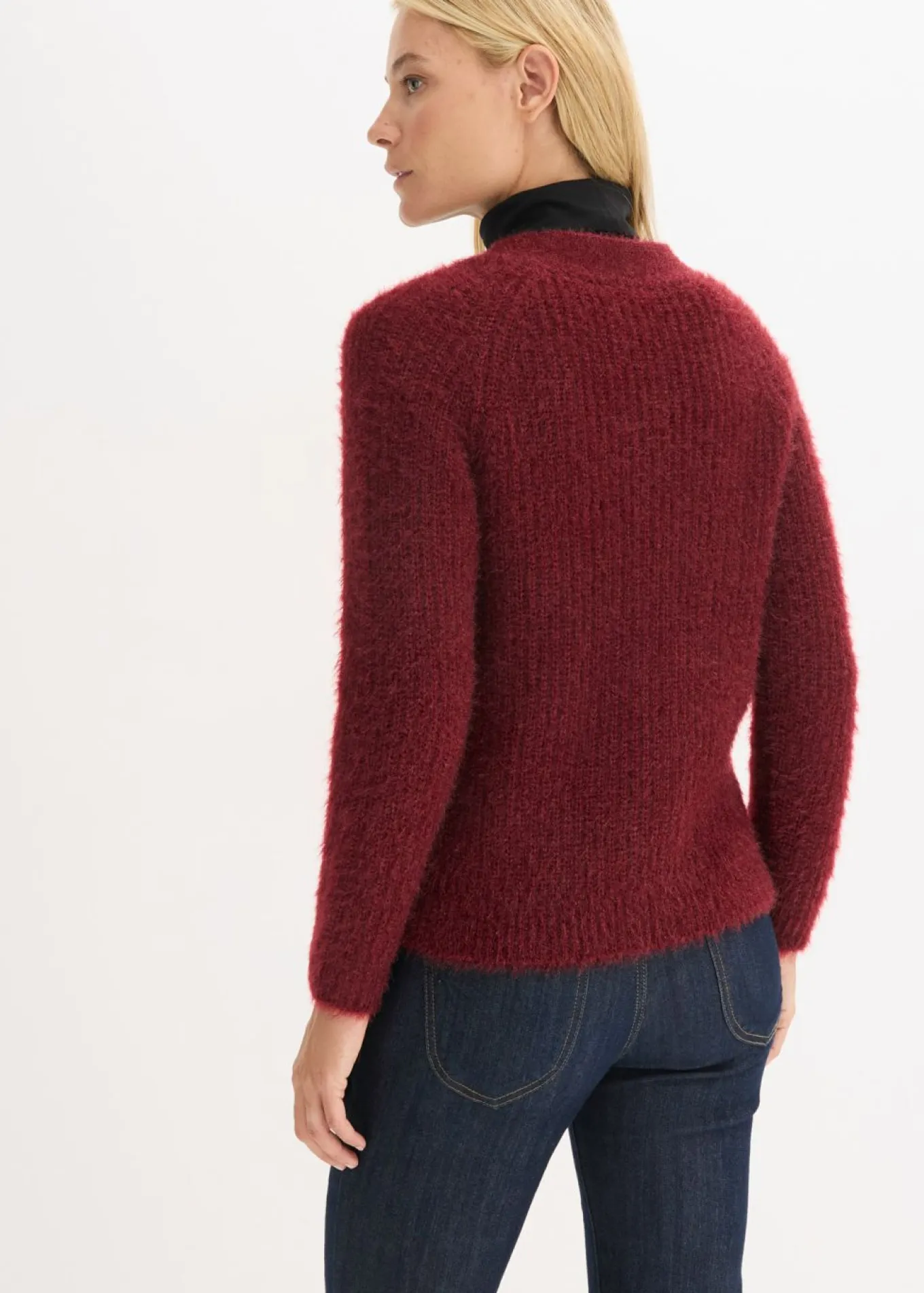 Jersey de punto grueso de canalé con efecto brillante