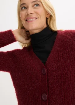 Jersey de punto grueso de canalé con efecto brillante