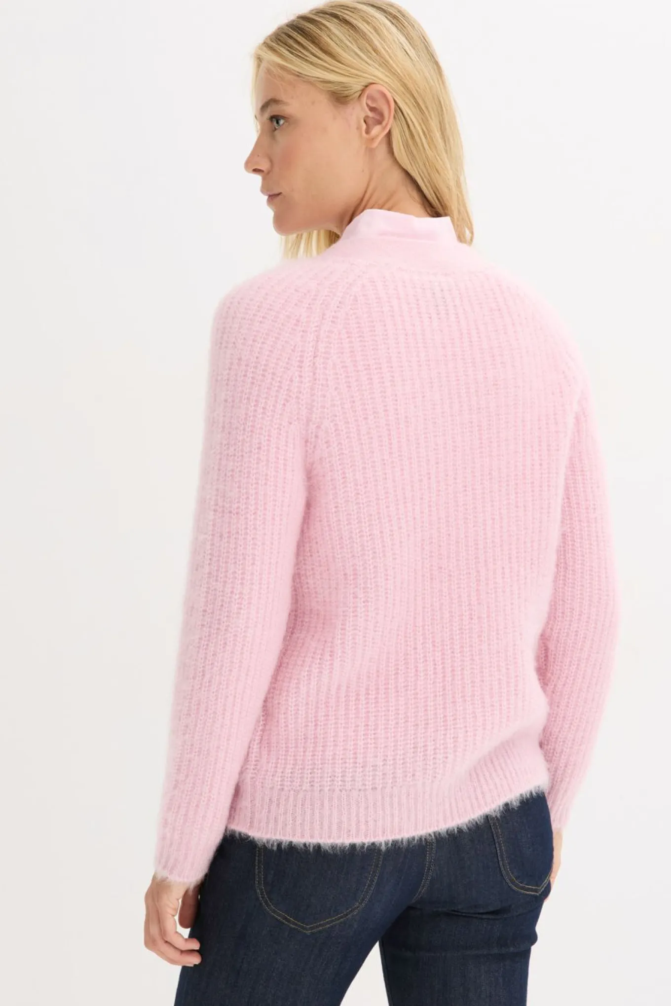 Jersey de punto grueso de canalé con efecto brillante