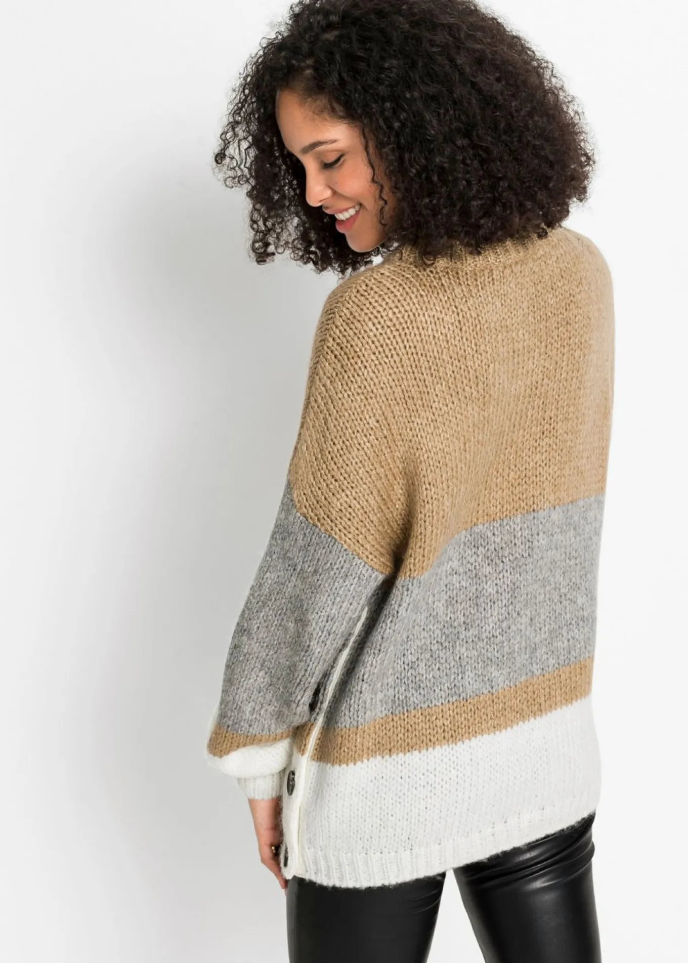 Jersey de rayas de corte holgado con botones