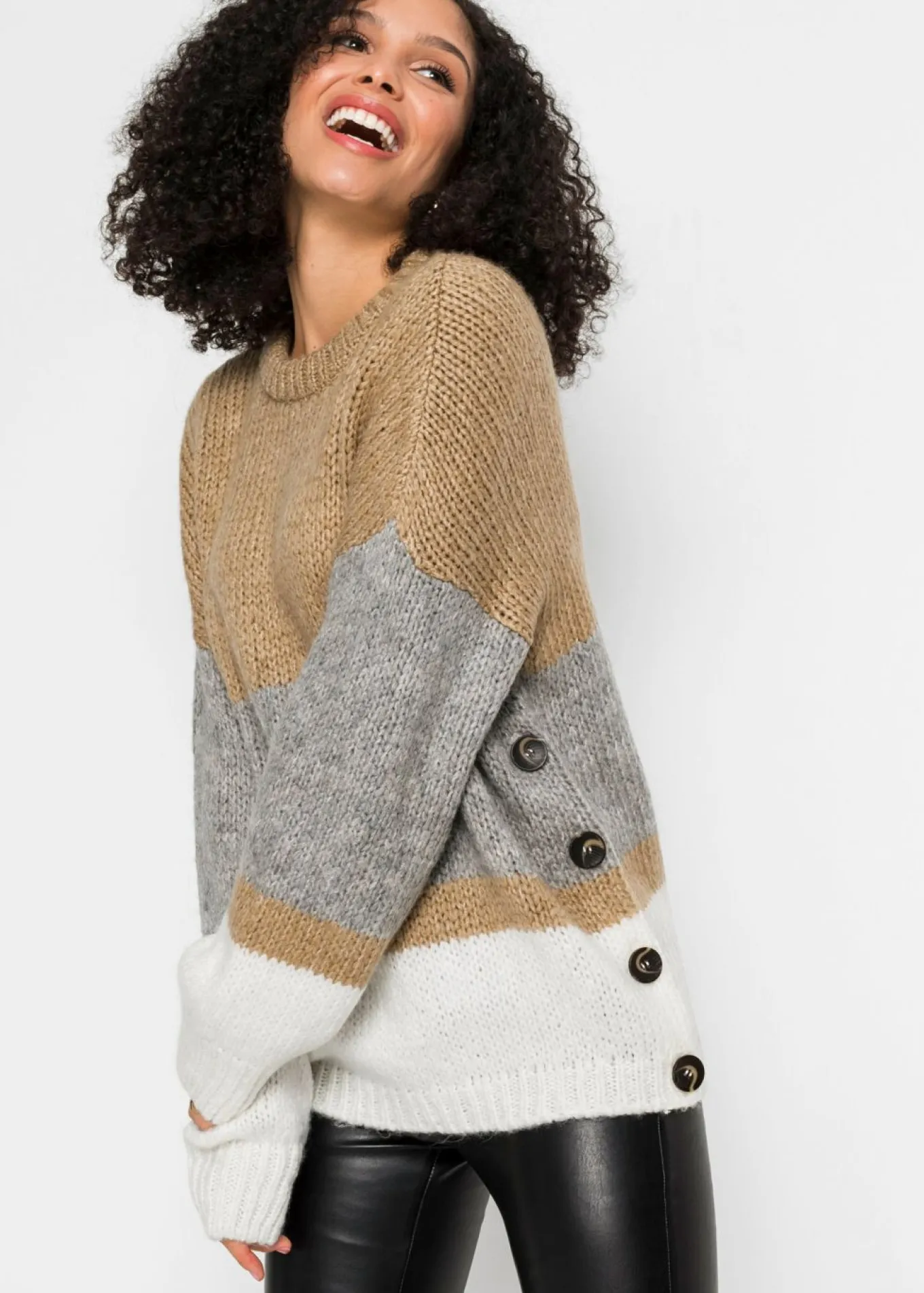 Jersey de rayas de corte holgado con botones