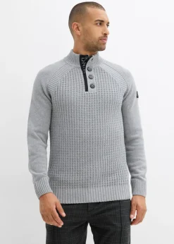 Jersey estructurado de algodón reciclado con cuello alto