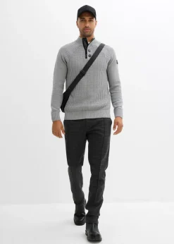 Jersey estructurado de algodón reciclado con cuello alto