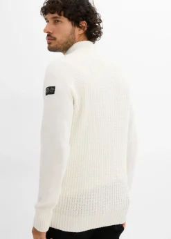 Jersey estructurado de algodón reciclado con cuello alto
