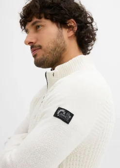 Jersey estructurado de algodón reciclado con cuello alto