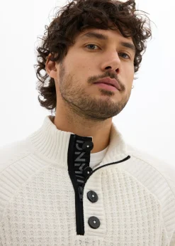 Jersey estructurado de algodón reciclado con cuello alto