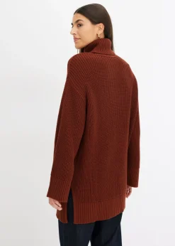 Jersey holgado de cuello vuelto de mezcla de algodón