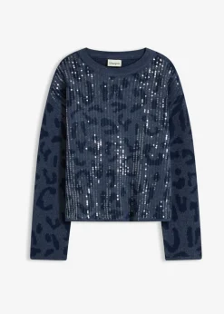 Jersey holgado de jacquard con lentejuelas