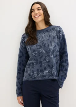 Jersey holgado de jacquard con lentejuelas