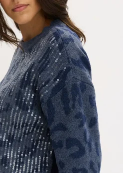 Jersey holgado de jacquard con lentejuelas