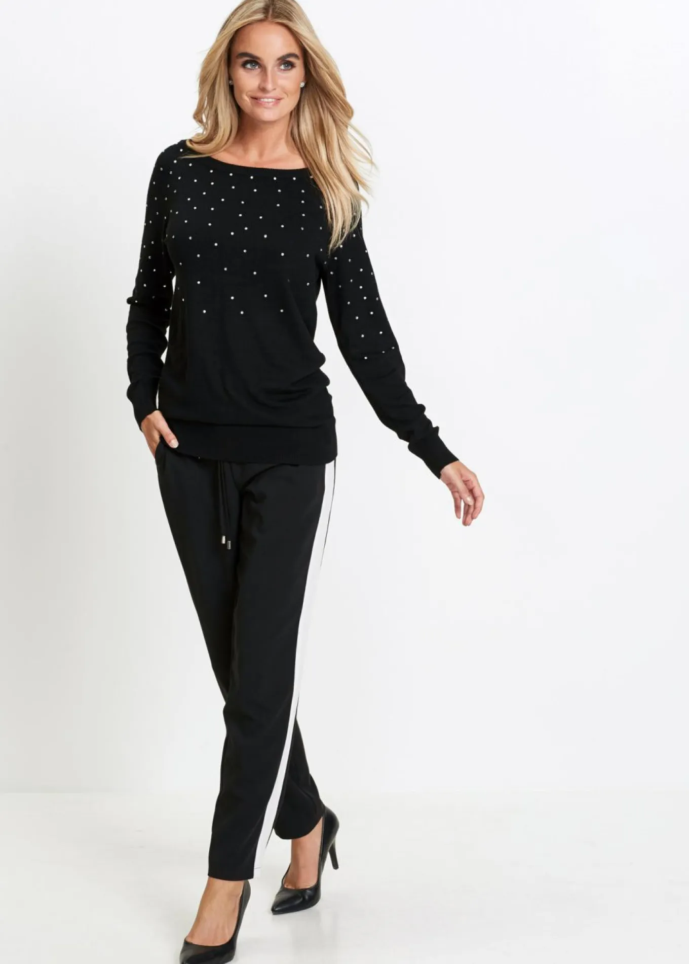 Jersey largo con piedras brillantes