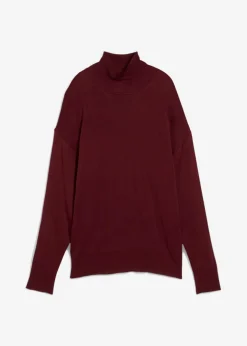 Jersey ligero de punto fino con cuello alto ancho, en mezcla de viscosa