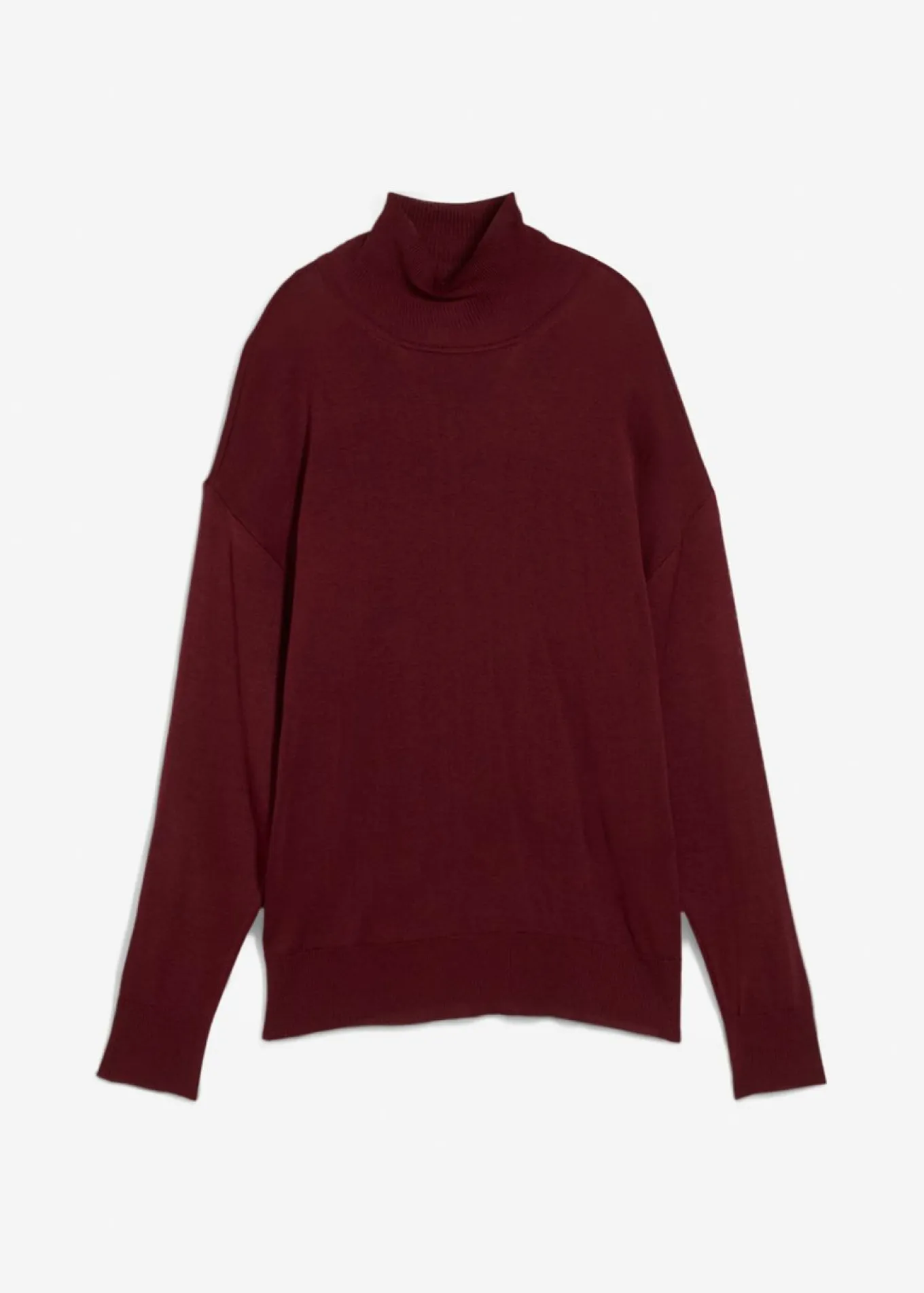 Jersey ligero de punto fino con cuello alto ancho, en mezcla de viscosa