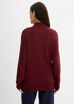 Jersey ligero de punto fino con cuello alto ancho, en mezcla de viscosa
