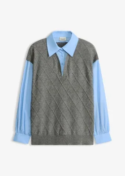 Jersey sin mangas con inserto de blusa y contenido de algodón