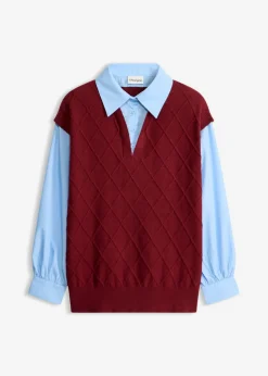Jersey sin mangas con inserto de blusa y contenido de algodón