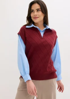 Jersey sin mangas con inserto de blusa y contenido de algodón